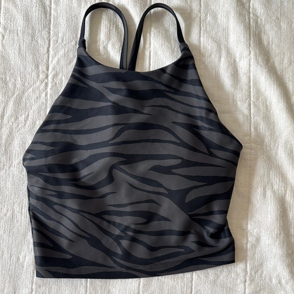 Black Zebra Print Women's sports bra tank